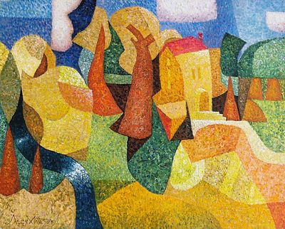 Григорий Лесухин. Дом у реки. 2023. Холст, масло. 40х50 см, без рамы. 
Григорий Борисович 