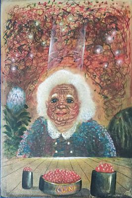 М. Сажаев. 1990 г. Южная бабушка Мария Тулеповна Хрисиди. 1981-1990. Бумага, смешанная техника. 