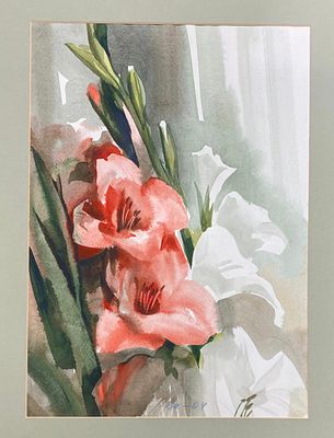 В. Кошелев. Красные и белые гладиолусы. 2004. Владимир Петрович Кошелев (1933–2025) — 