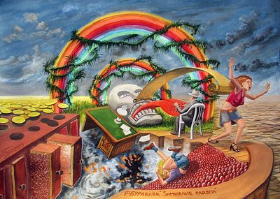 Фёдор Буравлёв. Замшелые радуги или Творческий кризис писателя. 2023.
. 41,5х59см, смешанная 