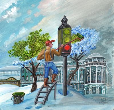 Фёдор. Буравлёв. Цвет весны. 2020.
. 30,5х30,5см, картон, смешанная техника. 
Фёдор Михайлович 