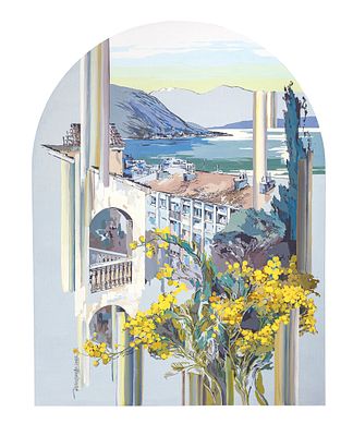 Е. Колесникова. Фестиваль мимозы. Из серии &laquo;Colors of Montenegro&raquo; 2022. холст, темпера, 840 х 