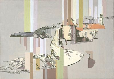 Е. Колесникова.Триптих Зеленый. Из серии &laquo;Colors of Montenegro&raquo; 2022. холст, темпера, 400 х 570 