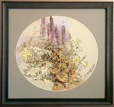 Е. Колесникова. Нежные сумерки. Из серии &laquo;Благородные травы&raquo; 2025 г. темпера, картон, 340х400 