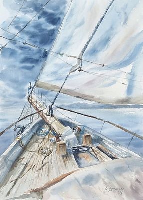 Н. Адамова. Вперед. 2025. Бумага, акварель. 54х39 
Художник-акварелист из Екатеринбурга. 
В 2023 