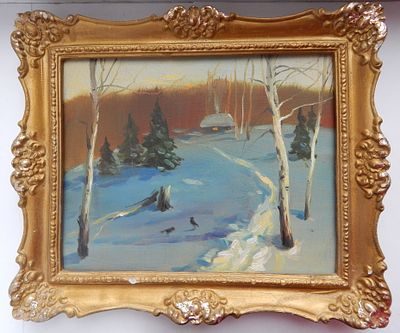 Мирза Мамедов. 1994 год.
Оргалит.
Зимний Пейзаж.
Рама хрупкая, из Гипса, с повреждениями. 