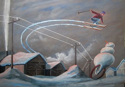 Ф. Буравлёв. Над струнами проводов, 2020. 21,5х41,5см смешанная техника. Фёдор Михайлович 