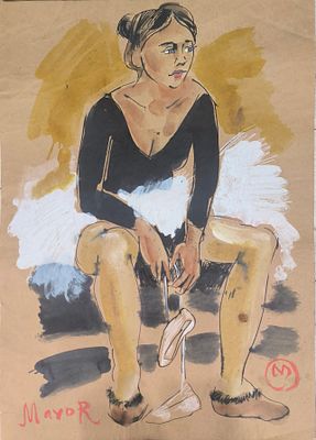 Игорь Майоров. Балерина. 1970е. Бумага, акварель, гуашь. 59,3&times;41,7 см. 
Провенанс: из частной 