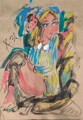 Игорь Майоров. (автограф А. Зверев). Полуобнаженная. 1983. 61,5х41,8 Бумага, гуашь. 
Провенанс: 