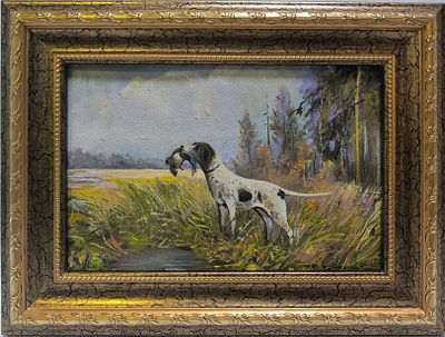 Собака с дичью. Оргалит, Масло.