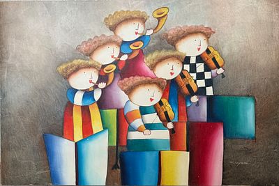 Джойс Ройбал. Детская музыкальная группа. 61х92, Холст, масло. Joyce Roybal - художник 