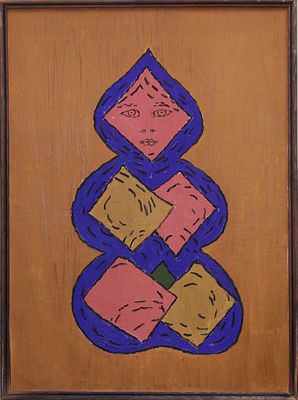 Геннадий Райшев "Две сестры. №1". 1982. Холст, наклеенный на ДВП/ масло. 64х46,7см. #3.1.010 