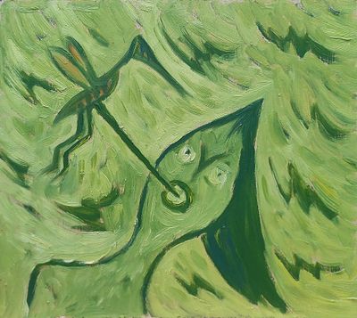 Геннадий Райшев &laquo;Комар&raquo;. 2001. ДВП/ масло. 33,4х37,7 см.