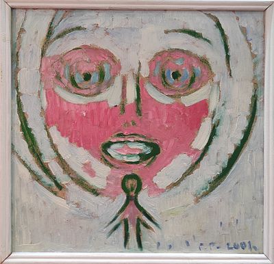 Удивлённый красотой. 2001. ДВП/ масло. 36,5х37,8 см