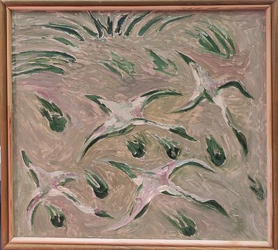 Трава и утки. 2002. ДВП/ масло. 33,5х37,0 см
