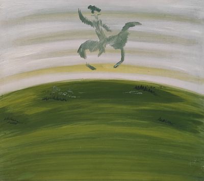 Всадник. Скакал казак через долину. 1982. ДВП/ масло. 36,7х41,3 см.