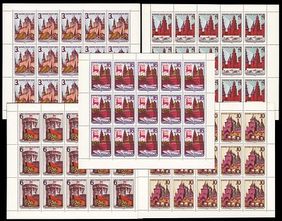 1971 СССР Историко-архитектурные памятники, серия листы 5х3, состояние **. Сол. 4030-34 (кат.