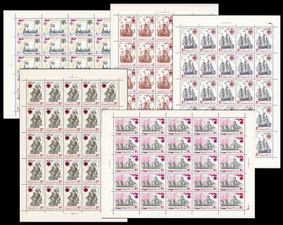 1971 СССР История отечественного флота, серия листы 5х5, состояние **. Сол. 4074-78 (кат.