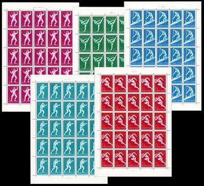1972 СССР Олимпиада в Мюнхене, серия листы 5х5, состояние **. Сол. 4136-40 СК 4069-73
был