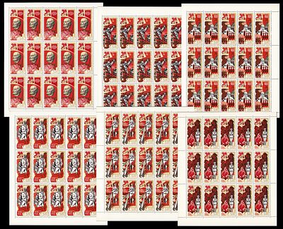 1975 СССР 30-летие Победы, серия листы 5х3, состояние **. Сол. 4450-55 СК 4397-4402