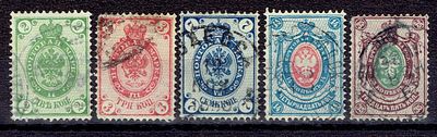 1888 Россия, 10-й выпуск, вз(=), р14.25:14.75, м. из серии, гаш. Сол. 37-32А, 33А-35А
