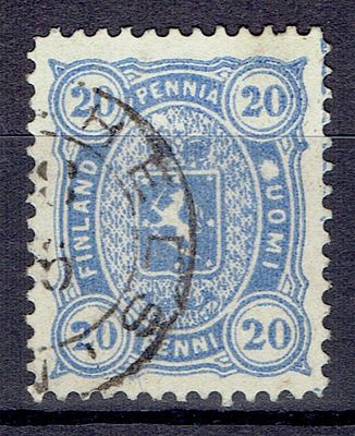 1882 Финляндское княжество, 20 Pen, разновидность, л12.5, гаш. Facit(24 spec.) 16 v(8) (кат. 250 