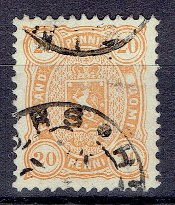 1885 Финляндское княжество, 20 Pen, разновидность, л12.5, гаш. Facit(24 spec.) 22 v(8) (кат. 250 