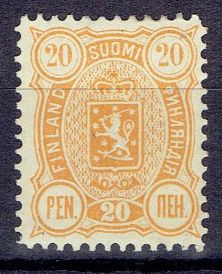 1889 Финляндское княжество, 20 Pen, л12.5, состояние *. Lape(23) 30А (кат. 60 €) Сол. 33