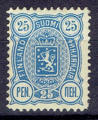 1889 Финляндское княжество, 25 Pen, л12.5, состояние *. Lape(23) 31А (кат. 60 €) Сол. 34