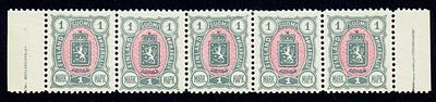 1889 Финляндское княжество, 1 М, 1/10 листа, состояние **. Lape(23) 32 Сол 35 (кат. 5000руб+)