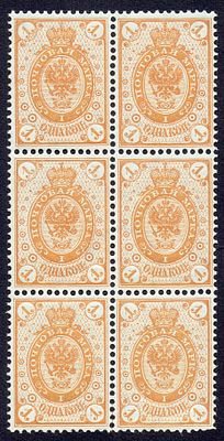 1891 Финляндское княжество, 1коп, блок 8-мь м., состояние **. Lape(23) 35 (кат. 80 €) Сол 38