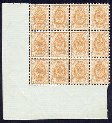 1891 Финляндское княжество, 1коп, угл блок 12-ть м. с полем, состояние **. Lape(23) 35 (кат. 120 