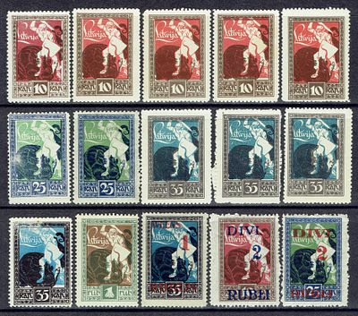 1919-22 Латвия, набор м. состояние **/*/(*). Сол. 34-37, 51-53
