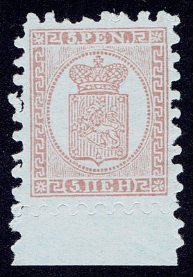 1892 Финляндское княжество, повторный выпуск, 5 pen, зуб "D", состояние **. Norma(spec.) 5 N