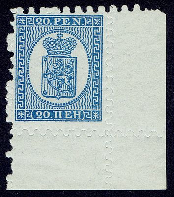 1892 Финляндское княжество, повторный выпуск, 10 pen, зуб "D", состояние **. Norma(spec.) 8 N - 
