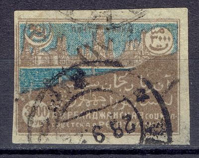 1922 Азербайджан, переоценка, ндп, тип II, 50 000 (г.)/3000 г, б/перф, гаш. СК 5 II (кат. 10 $)