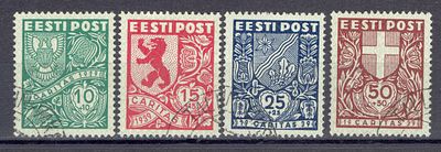 1939 Эстония, Гербы (IV), серия, гаш. Mi 142-145 (кат. 65 €) Сол. 147-150