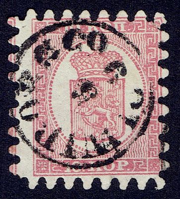 1860 Финляндское княжество, 10 kop, зуб "В", с полным штемпелем "WIBORG…". Lape(23) 4 C II (кат 