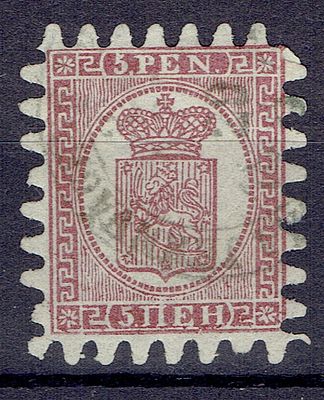 1866 Финляндское княжество, 5 pen, зуб "C", гаш. Lape(23) 5 III (кат 150 €) 
Сол. 5 Б - 