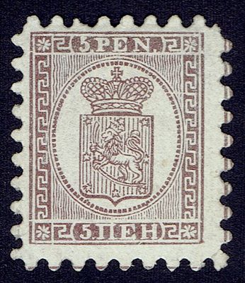 1867 Финляндское княжество, 5 pen, верт. верже, зуб "А", ex Faberge, состояние *. Lape(23) 5 I 