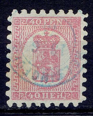 1866 Финляндское княжество, 40 pen, зуб "А", гаш. Lape(23) 9 А I (кат. 100 €) 
Сол. 9