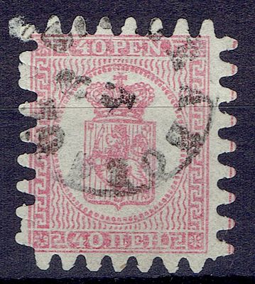 1866 Финляндское княжество, 40 pen, зуб "C", гаш. Lape(23) 9 А III (кат. 55 €) 
Сол. 9Б