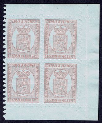 1892 Финляндское княжество, повторный выпуск, 5 pen, квбл с полем, зуб "D", состояние **/*. Norma 