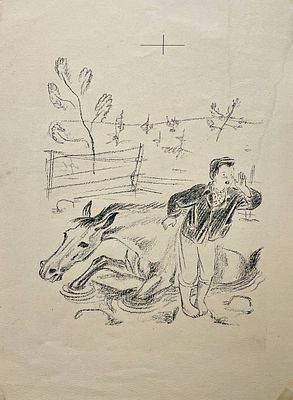 (П) Пахомов Алексей Федорович (1900—1973) - "Скорее... гибнет лошадь-то". Иллюстрация к книге И. 