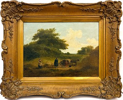 (М) Вильям Шэйер (1787-1879) - Пейзаж с цыганами. Вторая половина ХIХ в. . Дерево, масло
26 х 34