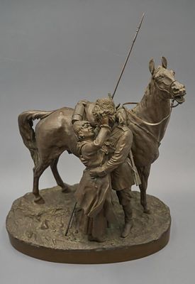 (П) Грачёв Василий Яковлевич (1831 — 1905) - Возвращение казака (Казак с казачкой), фирма 