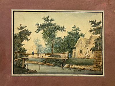 (П) Теодор Веррейк (1734-1786) - Пейзаж. Бумага, акварель. 23 х 32 см; паспарту: 30 х 39, 5 см