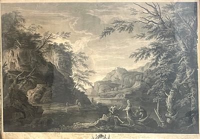 (П) Джон Браун (1741-1801) - гравер, Сальватор Роза (1615 - 1673) - художник - Аполлон и Сивилла