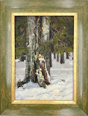 (П) Маевский Дмитрий Иванович (1917 - 1992) - Старая деревня. 1962 г. Картон, масло. 35 х 25 см 