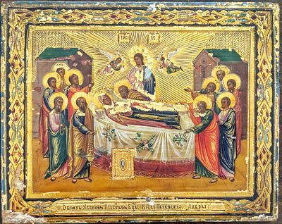 (П) Икона "Успение Пресвятой Богородицы в Киево-Печерской лавре". Кон. XIX в. Доска, темпера 